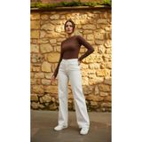 geenz manifacture Hayal Krem Kadın Yüksek Bel Jeans Salaş Kot Pantolon Palazzo