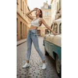 geenz manifacture Kadın Açık Kar Mavi Ngbutika Full Likralı Yüksek Bel Skinny Jean Pantolon (TOPARLAYICI)