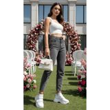 geenz manifacture Kar gri Süper Yüksek Bel Comfort Likralı Esnek Mom Jean Kot Pantolon