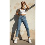 geenz manifacture Kar Mavi Mom Jeans Likralı Kot Pantolon