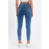 geenz manifacture Kar Yıkama Mavi Yüksek Bel Toparlayıcı Dar Paça Skinny Power Likralı Kot Pantalon