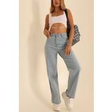 geenz manifacture Linda 90's Açık Kar Mavi Likralı Süper Yüksek Bel Wide Leg Salaş Jeans Palazzo Pantolon