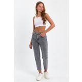 geenz manifacture Ngbutika Kar Gri Mom Jeans Likralı Kot Pantolon