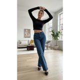 geenz manifacture Orta Mavi Suny Kadın Yüksek Bel Jeans Salaş Kot Pantolon Palazzo