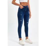 geenz manifacture Sandy Lazer Detay Mavi Yüksek Bel Toparlayıcı Skinny Jean