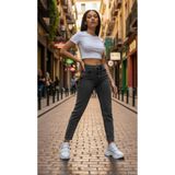 geenz manifacture Sky Likralı Esnek Kar Gri Mom Jeans Kot Pantolon