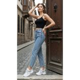 geenz manifacture Suzi Kar Mavi Likralı Esnek Mom Jean Pantolon