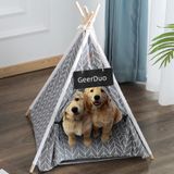 GeerDuo Pet Teepee, Küçük Köpekler veya Kediler için Taşınabilir Evcil Hayvan Çadırları, Yavru Tatlı Yatak, Yıkanabilir Köpek veya Kedi Evleri Minderli (Gri, 24 inç)