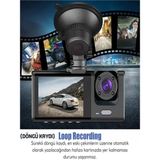 Gees Global 1080P 3 Kameralı Araç Içi Kamera IPS Ekranlı Ultra Geniş Açılı Gece Görüşlü G Sensörl�