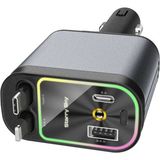 Gees Global 4’ü 1 Arada Çift USB Bağlantı Çakmaklık, Type-C Hızlı Şarjlı 66W,GERI Çekilebilir Araç