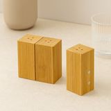 Gees Global Ahşap Bambu Mıknatıslı 2'li Baharatlık & Tuzluk (4.5×5×9 Cm)