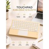 Gees Global Android ve Ios Uyumlu Bluetooth Klavye Touchpad Slim Kablosuz Wifi Q Klavye