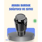 Gees Global Araç Içi Akıllı Bardaklık Isıtıcı Soğutucu ABS Malzemeden Üretilmiş Dijital Ekranlı Konforlu Aksesuar - Siyah