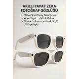 Gees Global Beyaz Aı Akıllı Gözlük No 21 Kameralı Bluetooth Chatgpt Destekli Yapay Zeka Çeviri ve Sesli A