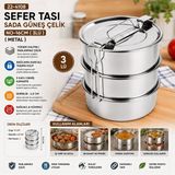Gees Global Çelik 3lü Metal Sefer Tası Taşıma Kulp=bağlama Kancalı (5492)