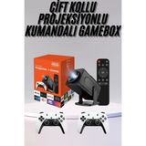 Gees Global Çift Kollu Game Box Projeksiyon Cihazı Kumandalı Android Tv Dahili Hoparlör