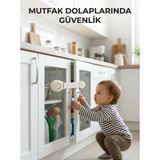 Gees Global Çocuk Güvenlik Dolap ve Çekmece Kilidi Güçlü Yapışkanlı Emniyet Kilidi - 10 cm
