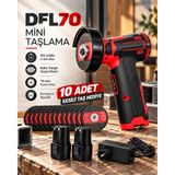 Gees Global DFL70 Mini Taşlama 12V 2.0AH Li-Ion Çift Akülü 76 mm Kesici Disk 10 Adet Kesici Taş Hediyeli