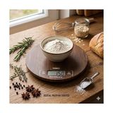 Gees Global Doğal Akasya Ahşap Dijital Mutfak Terazisi, 5 kg Kapasiteli Hassas Yemek ve Kahve Tartısı, Minimalist Tasarım (Yuvarlak)