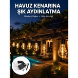 Gees Global Güneş Enerjili Dış Mekan LED Ampul Işık Zinciri Bahçe ve Teras Dekorasyonu - Altın