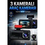 Gees Global Hd 3 Kameralı Araç Kamerası Ön Arka Iç Kayıt Gece Görüşlü G Sensörlü Geniş Açılı - 1