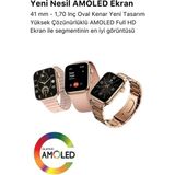 Gees Global Kadınlar Için Pembe Kasa ve Metal Kordonlu 41 mm Akıllı Saat, Nabız ve Uyku Takibi Özellikli - Renkli - Standart