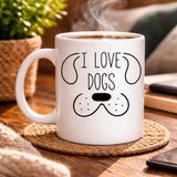 Gees Global Köpek Severlere Özel “ı Love Dogs” Kupa Model 182– Sevimli Köpek Tasarımlı Porselen Kahve - Renkli