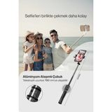 Gees Global LED Işıklı Selfie Çubuğu Bluetooth Kumandalı Kablosuz Tripot Selfie Monopod Selfie Stick Siya - 1