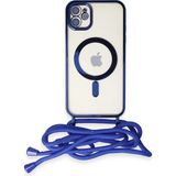 Gees Global Mey Ithalat® iPhone 11 Kılıf Divo Lazer Askılı Magsafe Kapak - Mavi