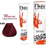 Gees Global Onix Tüp Saç Boyası 60 ml Profesyonel Krem Boya - 6/66 Koyu Kontrast Kızıl - Renkli