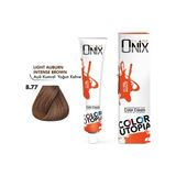 Gees Global Onix Tüp Saç Boyası 60 ml Profesyonel Krem Boya - 8/77 Açık Kumral Yoğun Kahve - Renkli