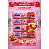 Gees Global Polmix Çilek Kokulu Büzgülü Büyük Boy Çöp Torbası 65X70 cm 10'lu 5 Paket Dayanıklı Sızd�