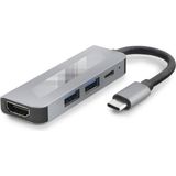 Gees Global Type-C Hub HDMI 4K USB 3.0 Pd 4 Port Gri HDX7840