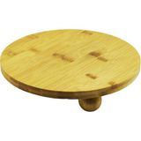 Gees Global Yuvarlak 24.5cm 3 Mini Top Ayaklı Ahşap Bambu Sunum Tepsisi - Mini Sofra