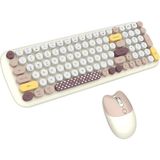 Geezer Kablosuz Klavye ve Mouse Set Renkli Sevimli 100 Tuşlu Pc Notebook Laptop Uyumlu Klavye ve Fare Ev Ofis Kullanımına Uygun Ingilizce Q Klavye - Kahverengi