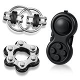 Gejoy 3 Parça El Tipi Mini Fidget Oyuncak Seti, Altı Rulo Zincir ve Anahtar Döner Zincir Bisiklet Zinciri Fidget El Stres Giderici Oyuncak Seti Yetişkinler Gençler Stresi Azaltır (Siyah)