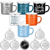 Gejoy 6 Set Thank You Gifts 340 ml Emaye Kupa Oyulmuş Vintage Pusula Saplı Kahve Kupaları İlham Verici Çalışanlar İçin Öğretmen İş Arkadaşlarına Hediye Ofis İş Hediyesi (Takdir İşareti)