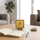 Geleneksel Besmele Motifli Minyatür Dekoratif Obje, Sevdiklerinize Zarif ve Özel Armağan 10x10 cm (Sarı)