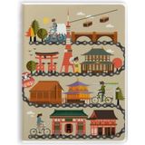 Geleneksel Japon Binicilik Landshape Haritası Defter Sakız Kapağı Günlük Yumuşak Kapak - Standart