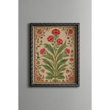 Geleneksel Karanfil Motifi - Vintage Desenli Çerçeve - İnce Model, Gümüş, 30 x 40