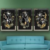Geleneksel Kıyafetli Afrikalı Kadın-2 Temalı Aynalı Çerçeveli 3 lü Kanvas Tablo Seti 150x70 cm SETS0067