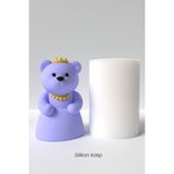 Gelin Ayıcık Mum Silikon Kalıp - Ayıcık Mum Kalıbı, Süsülü Gelin Ayıcık Mum Kalıbı 9 x 6 cm - Beyaz - Adet