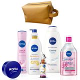 Gelin Çeyiz Seti,Kadın Deodorant, Duş Jeli, Makyaj Temizleme Suyu, Serum, Losyon, Krem,Çanta Hediye