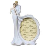 Gelin Damat Fotoğraf Çerçevesi, Beyaz Poliresin, El Boyaması, 32x21.5x11 cm, Dekoratif Biblo
