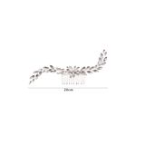 Gelin Saç Tarağı, Kristal Yapraklı Gümüş Toka, 20 cm | Düğün Aksesuarı, Marquise Kesim Taş, Çiçek Motifli, Metal Tarak Dişli, Parlak Kristal