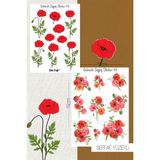 Gelincik Çiçeği Temalı Şeffaf Sticker Seti 02-03 Ajanda Planlayıcı Bullet Journal Için Uygundur - Renkli - Yarı Şeffaf - 10,5x14,8cm