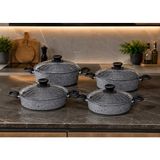 Gelincik Granit Ezme Basık Tencere Seti 24CM-28CM-30CM-32CM Pilav ve Karnıyarık Tenceresi 4lü Set