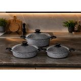 Gelincik Granit Ezme Basık Tencere Seti 24CM-28CM-32CM Pilav ve Karnıyarık Tenceresi 3lü Set