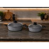 Gelincik Granit Ezme Basık Tencere Seti 24CM+28CM Pilav ve Karnıyarık Tenceresi 2li Set