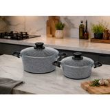 Gelincik Granit Ezme Derin Tencere Seti 22CM+24CM Pilav ve Karnıyarık Tenceresi 2li Set